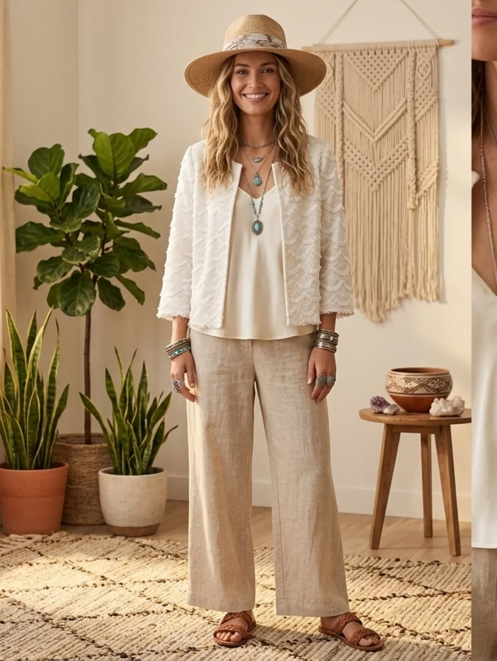 Vintage Lace Fringe Blazer Size 14 XL Cropped Scalloped Crochet Cardigan Shrug - Picture 2 of 7